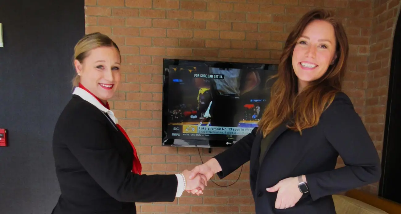Flight attendant student in a mock interview