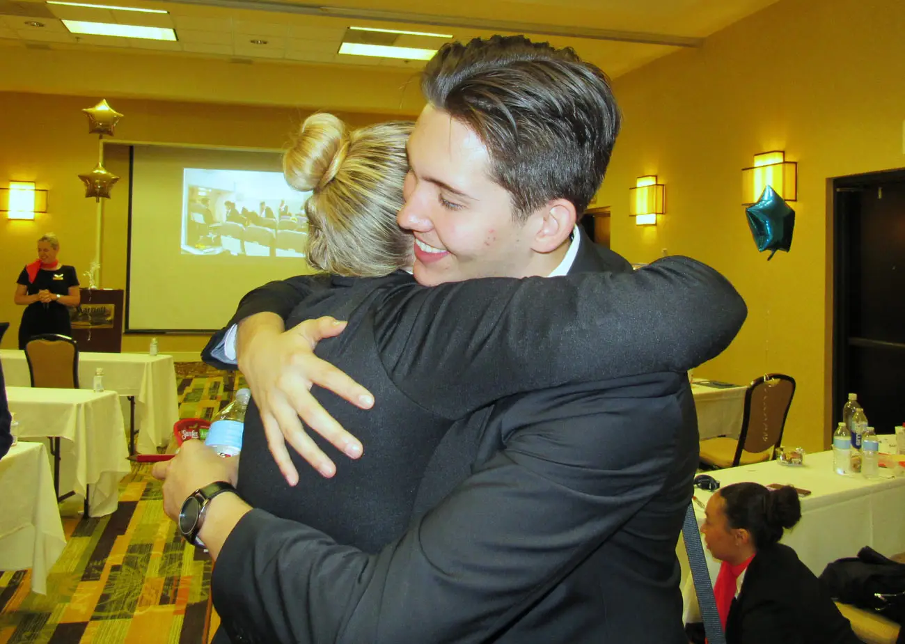 Flight attendant students celebrating together