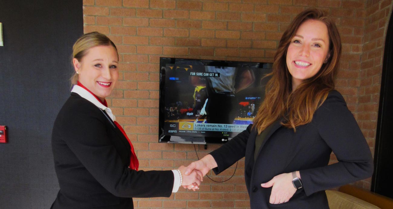 Flight attendant student in an in-class airline interview at Triad Aviation Academy